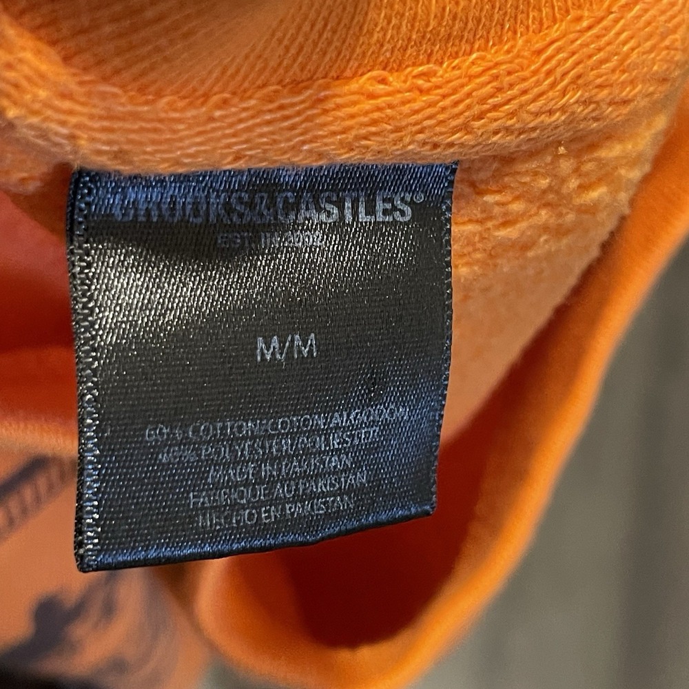 Crooks‎ & Castles Mens Orange Graphic Logo Crewneck Sweatshirt Size Medium - Picture 6 of 6